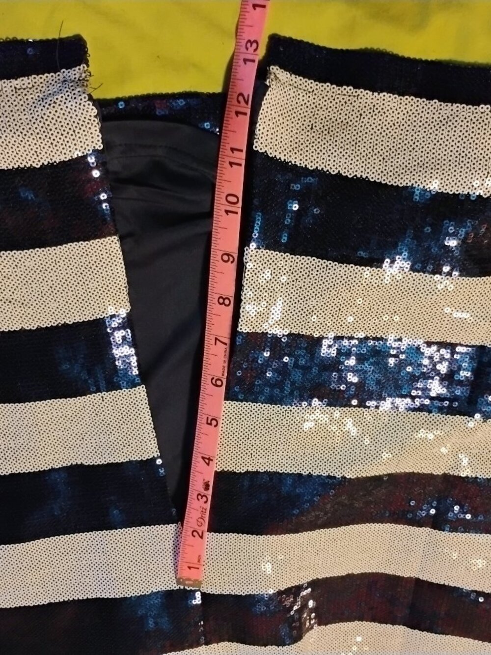Blue and White Striped Sequin Skirt Set